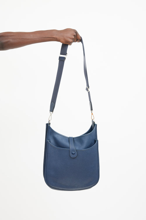 Hermès 2009 Navy Clemence Leather Evelyne 29 III GM Bag