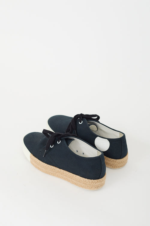 Hermès Navy Canvas Rosa Espadrille Platform Sneaker