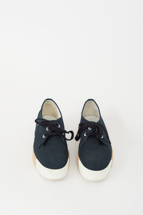 Hermès Navy Canvas Rosa Espadrille Platform Sneaker