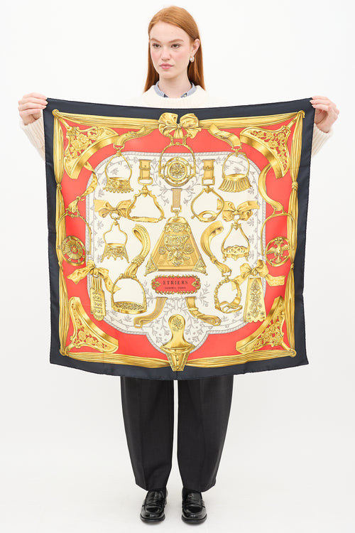 Hermes Navy 
Multicolour Etriers Scarf