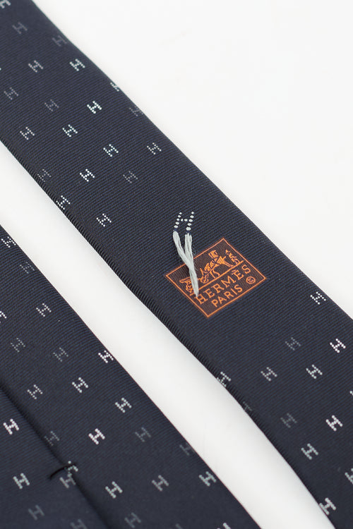 Hermès Navy 
Multi Silk H Scintillant Tie