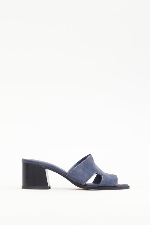 Hermès Navy Suede Oasis Heel