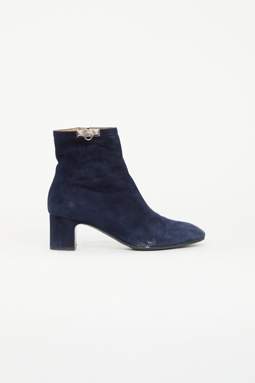 Hermès Navy Suede Power Ankle Boot