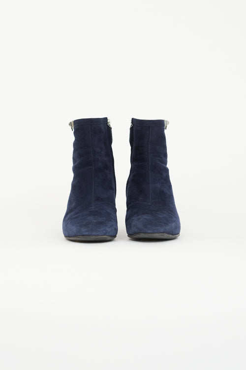 Hermès Navy Suede Power Ankle Boot