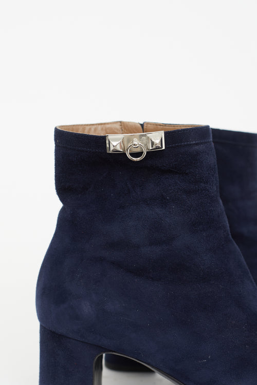 Hermès Navy Suede Power Ankle Boot