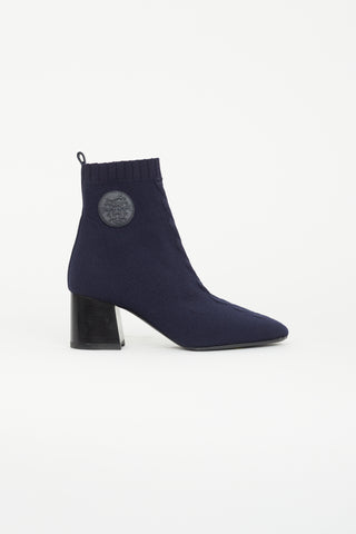 Hermès Navy Volver 60 Knit Ankle Boot