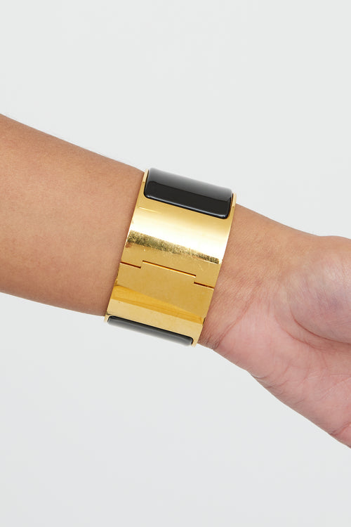 Noir Enamel Wide Cuff Bracelet