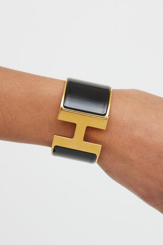 Noir Enamel Wide Cuff Bracelet