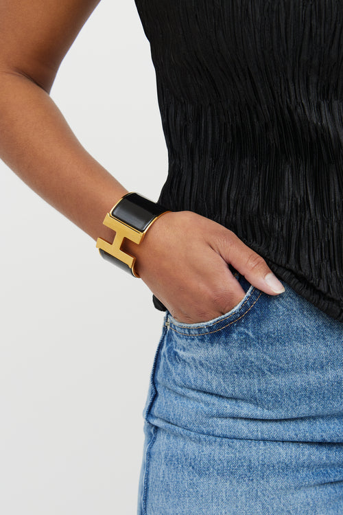 Noir Enamel Wide Cuff Bracelet