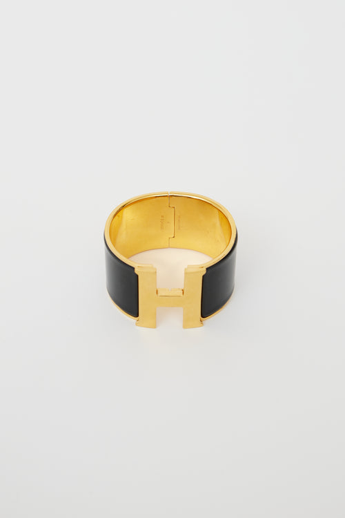 Noir Enamel Wide Cuff Bracelet