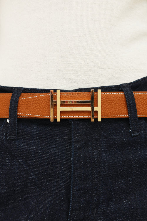 Hermès H au Carre Noir 
Gold 32mm Belt