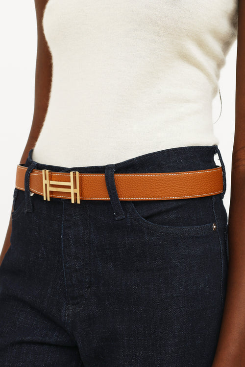 Hermès H au Carre Noir 
Gold 32mm Belt