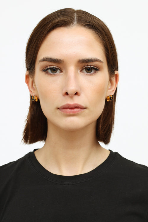 Hermes Noir Enamel Pop H Earrings