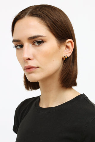 Hermes Noir Enamel Pop H Earrings