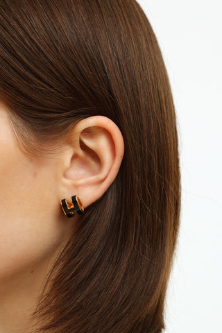 Hermes Noir Enamel Pop H Earrings