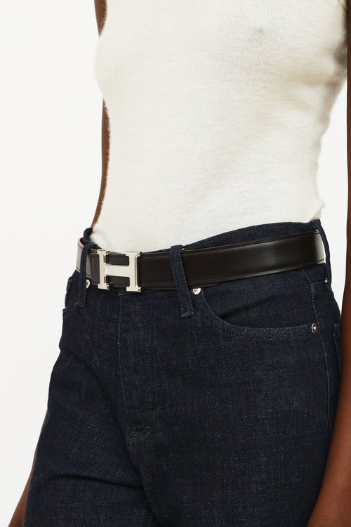 Hermès Noir 
Orange H Buckle 32mm Belt