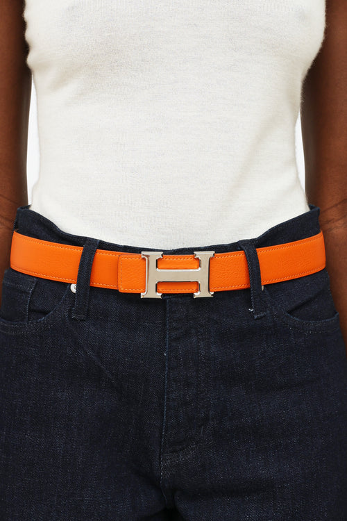 Hermès Noir 
Orange H Buckle 32mm Belt