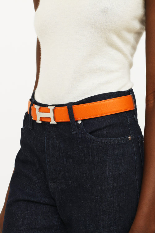 Hermès Noir 
Orange H Buckle 32mm Belt