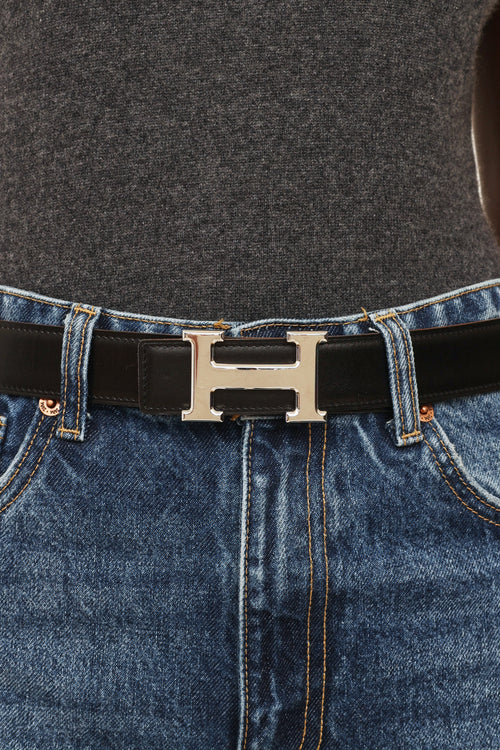 Hermès Noir 
Orange H Buckle 32mm Belt