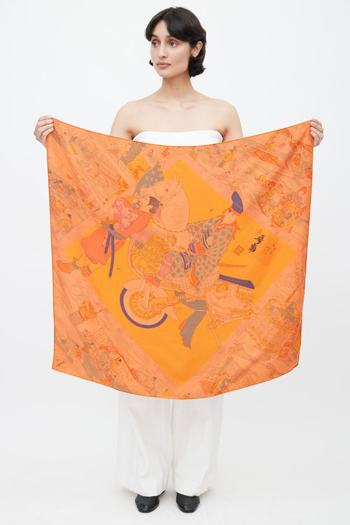 Hermès Orange Surteint Corail 90 Scarf