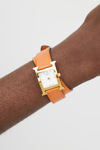 Hermès Orange 
Gold Heure H Watch