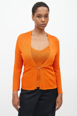 Hermès Orange Knit Tank 
Cardigan Set