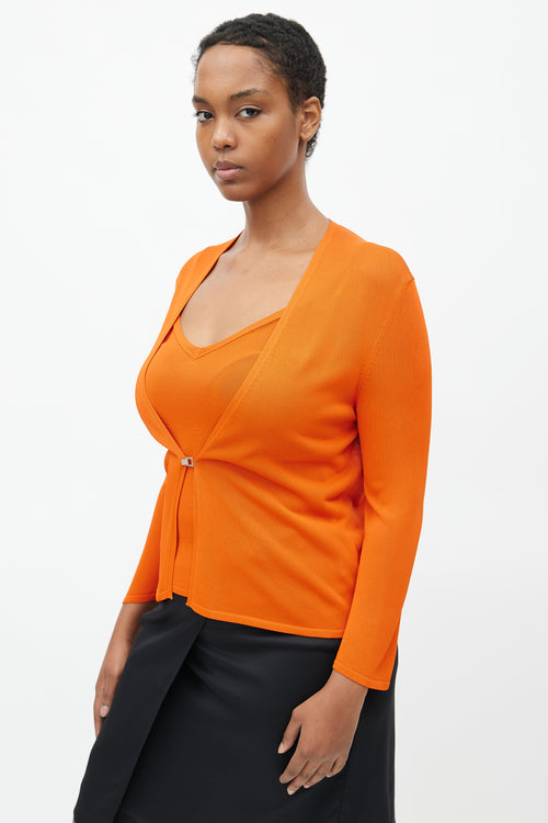 Hermès Orange Knit Tank 
Cardigan Set