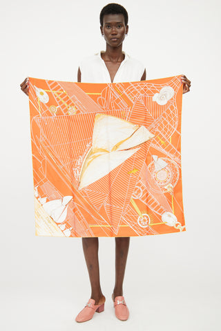 Hermès Orange Tuiga Yacht Silk Scarf