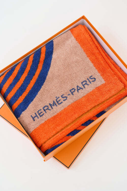 Hermès Orange 
Multicolour Cotton Zen au Soleil Beach Towel