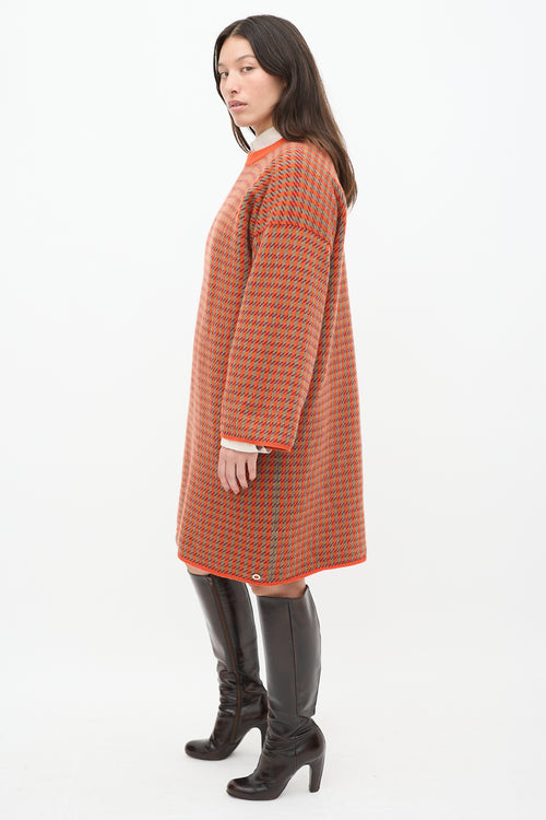 Hermès Orange 
Multicolour Cashmere Knit Sweater Dress