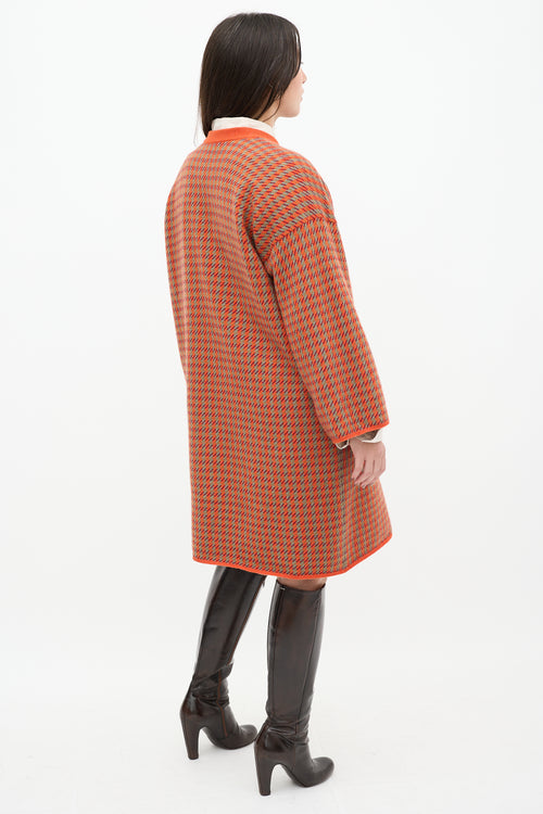 Hermès Orange 
Multicolour Cashmere Knit Sweater Dress