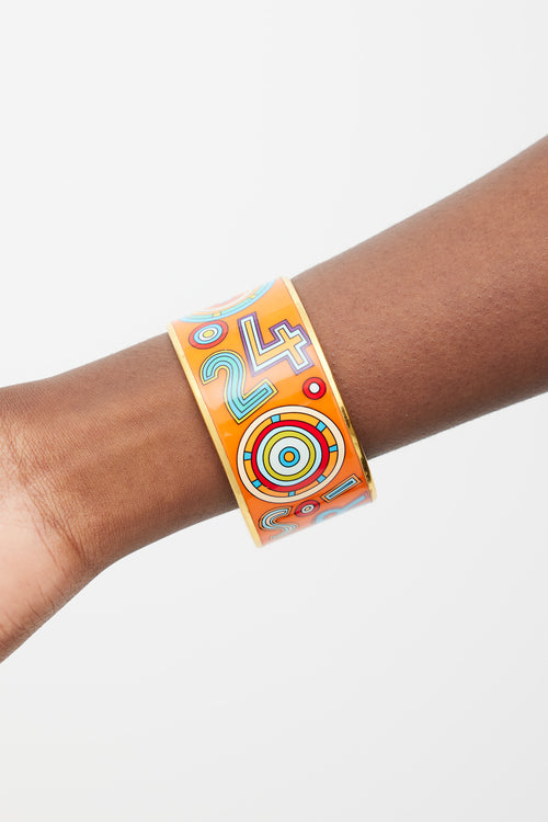 Hermès Orange 
Multicolour Enamel Tohu Bohu Print Bangle