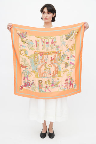 Hermès Orange 
Multi Le Temps Des Marionnettes 90 Scarf