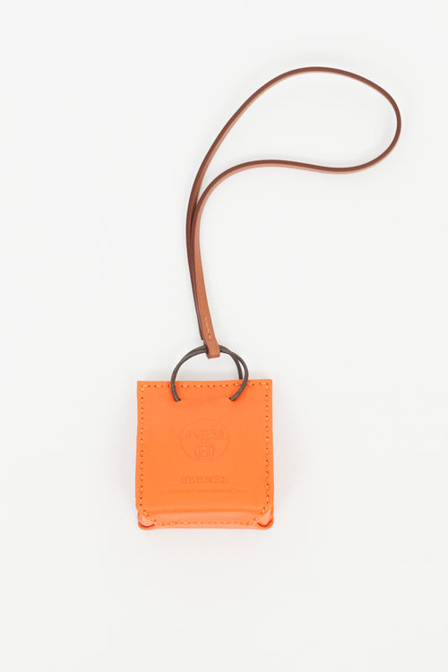 Hermès Orange Leather Bag Charm