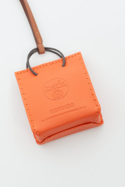 Hermès Orange Leather Bag Charm