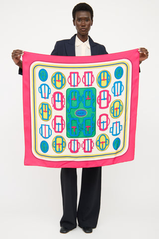 Hermès Pink Silk Bouclerie Moderne Scarf