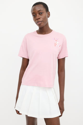 Hermès Pink 
Multicolour Faubourg Rainbow Graphic T-Shirt