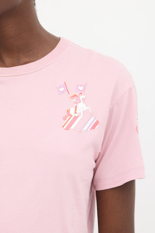 Hermès Pink 
Multicolour Faubourg Rainbow Graphic T-Shirt