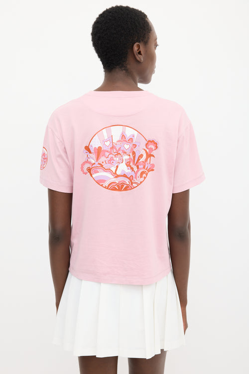 Hermès Pink 
Multicolour Faubourg Rainbow Graphic T-Shirt