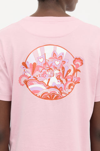 Hermès Pink 
Multicolour Faubourg Rainbow Graphic T-Shirt