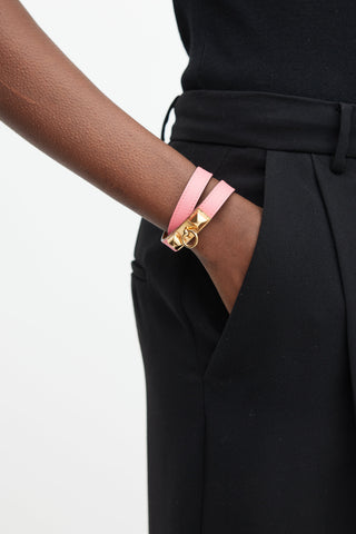 Hermès Pink 
Gold Double Tour Leather Bracelet