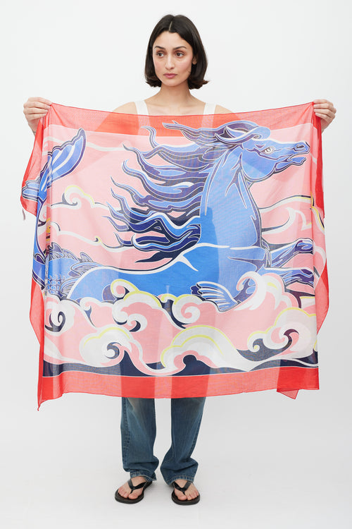 Hermès Pink 
Multicolour Cheval Sirene Scarf