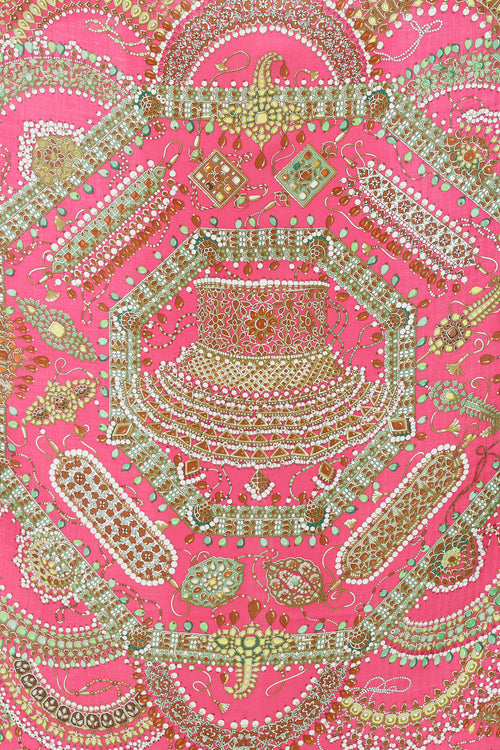 Hermès Fuchsia 
Multi Silk 
Cashmere Parures Des Maharajas 140 Scarf