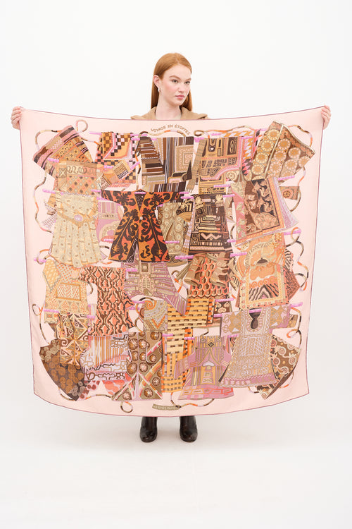 Hermes Pink 
Multicolour Voyage en Etoffes Scarf