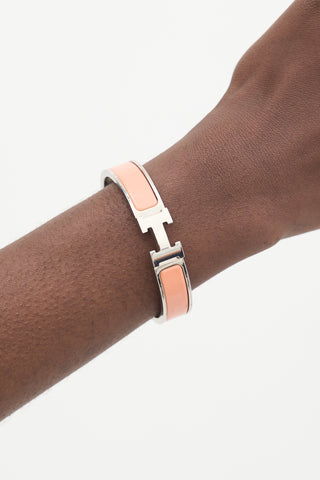 Hermès SIlver 
Pink Clic H GM Bracelet