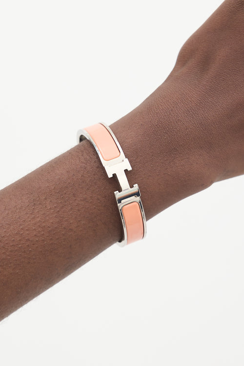 Hermès SIlver 
Pink Clic H GM Bracelet