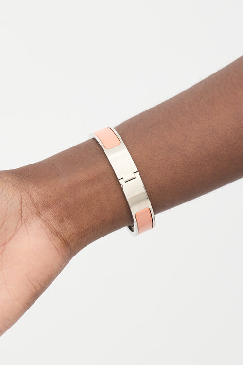 Hermès SIlver 
Pink Clic H GM Bracelet