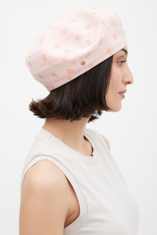 Hermès Pink and Orange Saint-Honoré Reversible Beret