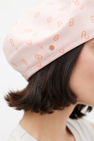 Hermès Pink and Orange Saint-Honoré Reversible Beret