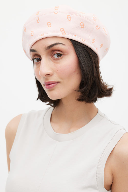 Hermès Pink and Orange Saint-Honoré Reversible Beret